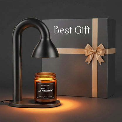 seenlast Black Candle Warmer Lamp with Timer – Industrial Minimalist | Electric Wax Warmer with Dimmer, Solid Metal, Birthday Gift, Black Lamp for Homewarming, Bedroom, Living Room, Bathroom