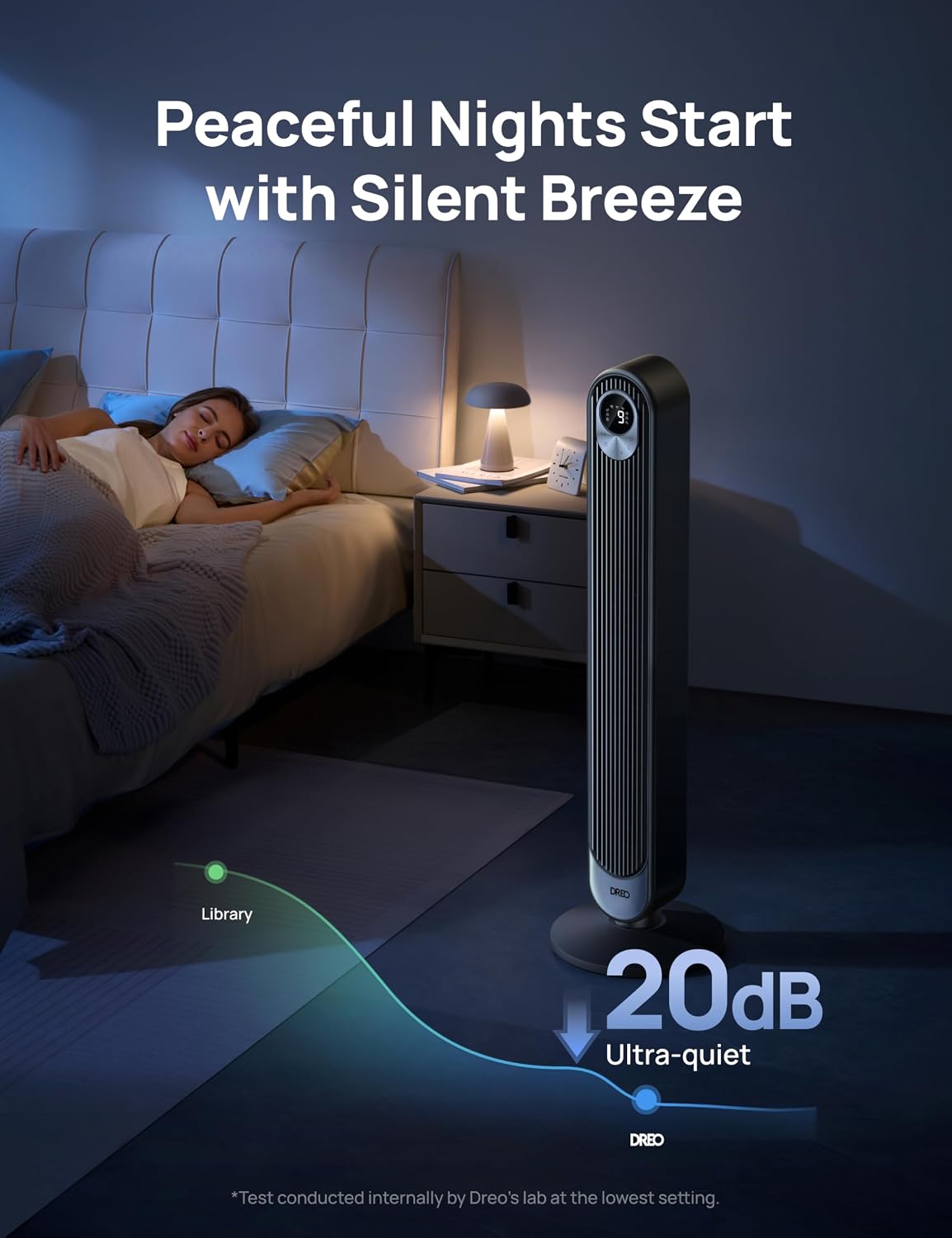 DREO Tower Fan for Bedroom, Upgraded 20dB Quiet Fans that Blow Cold Air | 28ft/s High Velocity, 9 Speeds, 4 Modes, 12H Timer, 90° Oscillating Cooling Standing Fan for Indoor Home Office, 42 inch