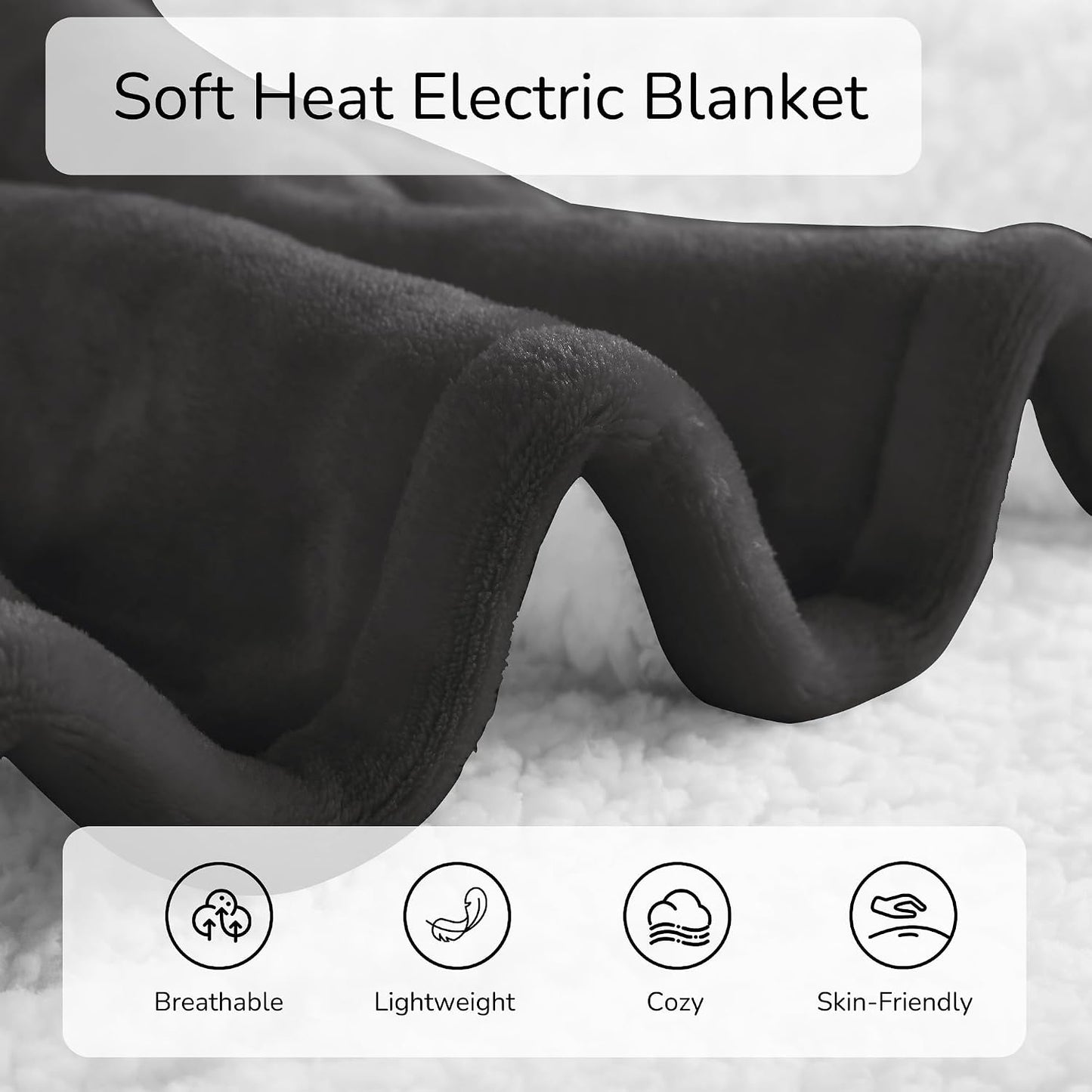 Electric Heated Blanket Full Size 72"x84" – Light Gray | ETL for Safe Overnight, 4 Heat Settings & 10H Auto Off, Dual-Sided Microplush Sherpa for Home Night, Machine washable