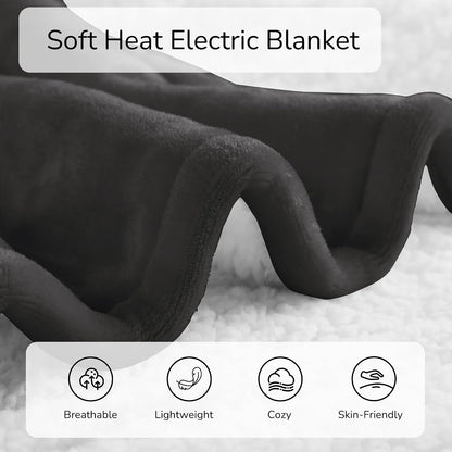 Electric Heated Blanket Full Size 72"x84" – Light Gray | ETL for Safe Overnight, 4 Heat Settings & 10H Auto Off, Dual-Sided Microplush Sherpa for Home Night, Machine washable