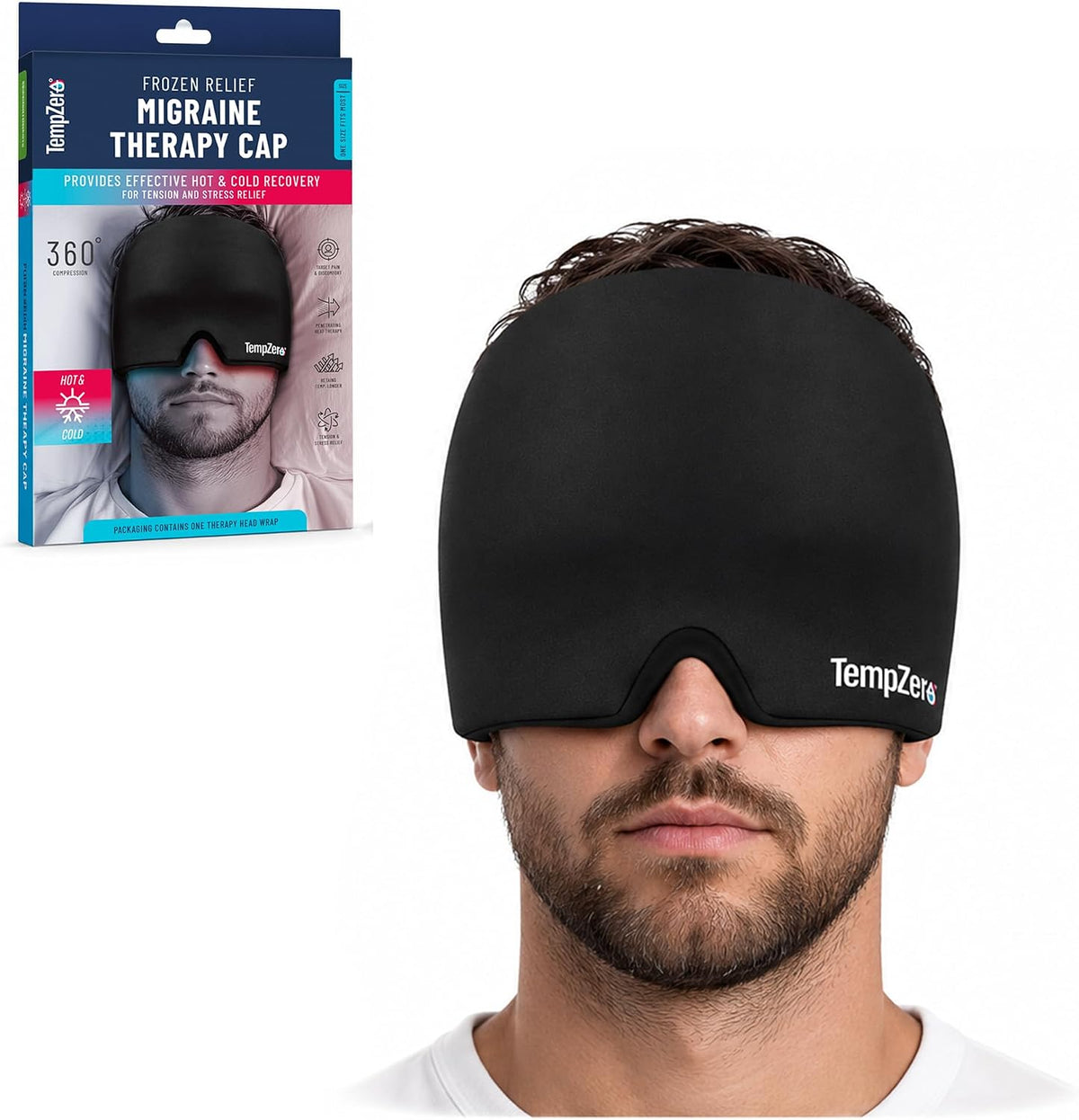 TEMP ZERO Gel Cooling Sleep Eye Mask - Warm Eye Compresses for Dry Eyes, Cooling Eye Masks for Puffy Eyes, Effective Hot & Cold Recovery, Retains Temperature Longer, Tension & Stress Relief