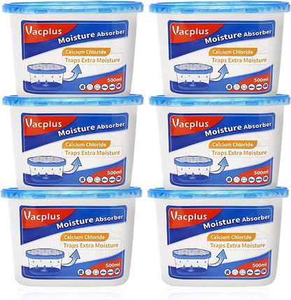Vacplus Moisture Absorber, 10.5 OZ, Strong Absorption, Lavender | Closet, Bathroom, Car, Odor Eliminator, Dehumidifier Bucket, 6 Pack
