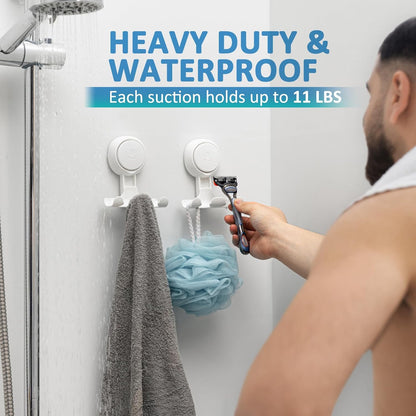 TAILI No Drill Powerful Suction Cup Razor Holder for Shower 2 Pack, Black | Waterproof, Towel, Loofah, Shaver Holder for Shower Wall, Powerful Suction Cup Hooks for Bathroom, Easy to Install and Reuse