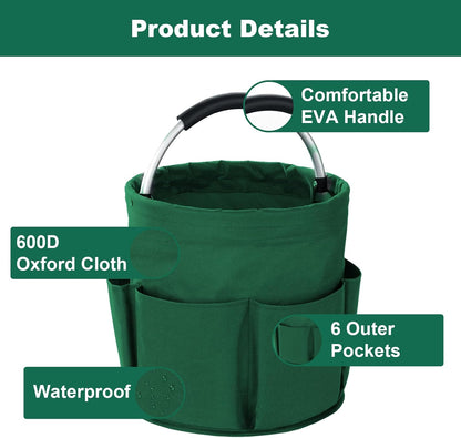 Cleaning Caddy with Handle, Cleaning Products Organiser, 17L Foldable Storage Basket, Cleaning Caddy Organiser, Portable Multi Cleaning Bucket Bag for Home, Garden (Black)