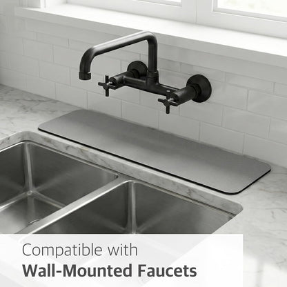 Customizable Kitchen Sink Faucet Mat: 30"Lx5.5"W Absorbent Splash Guard | Non-slip Fabric Rubber Mat, Cut to Fit Oval Rectangle Square Faucet & 2,3,4 Holes Irregular Sink with Soap Dispenser Air Gap