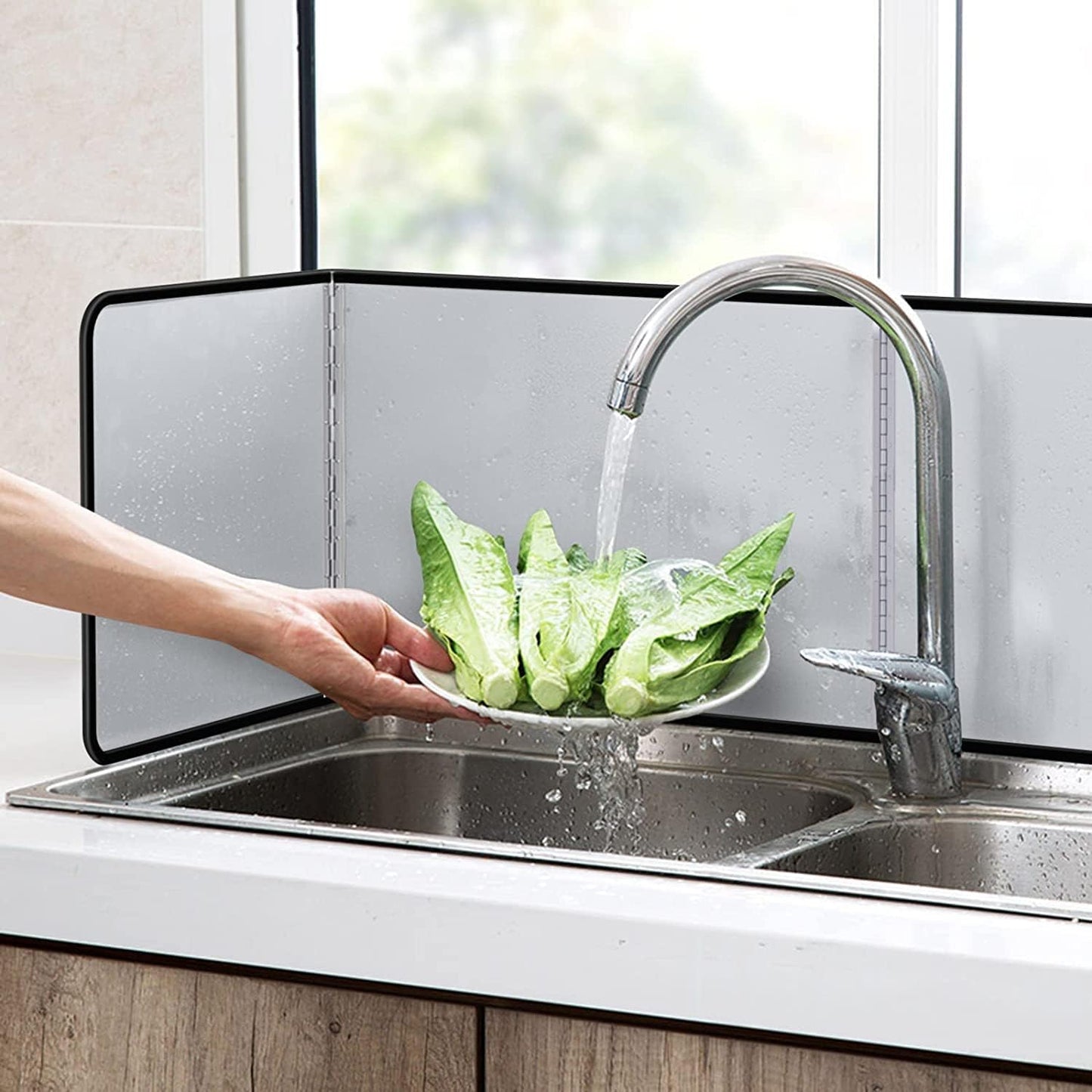 Splatter Guard for Frying Non-Stick 3 Sided Foldable Grease Splatter Screen Stainless Steel Backsplash Anti Splatter Shield Guard for Stove Screen Protector for Frying Stove Top Wall L ANGINORLD