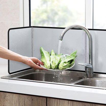 Splatter Guard for Frying Non-Stick 3 Sided Foldable Grease Splatter Screen Stainless Steel Backsplash Anti Splatter Shield Guard for Stove Screen Protector for Frying Stove Top Wall L ANGINORLD