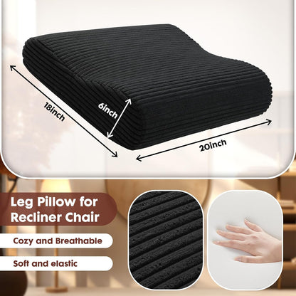 B Shape Corduroy Recliner Foot Pillow, Foam Extra Large Foot Rest Cushion with Adjustable Straps, Suitable for Bed Chair Sofa Headrest Back Lumbar Leg Support Pillow (Light Brown)