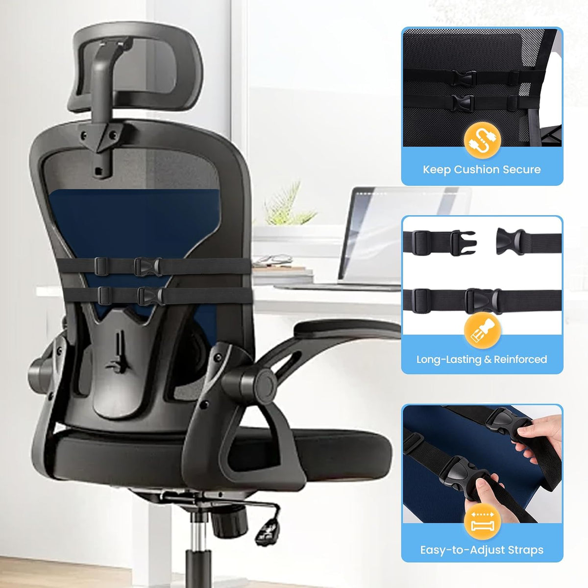 SweetSlubr Lumbar Support Pillow for Office Chair,Back Support(Black,Large)