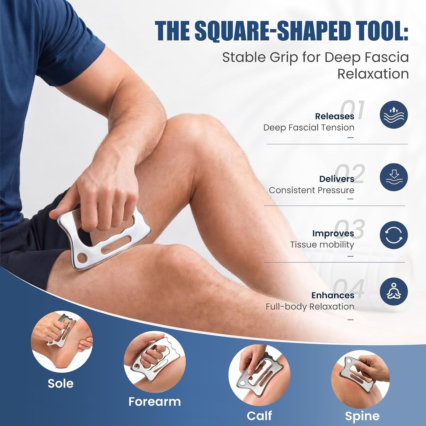 Muscle Scraper Tools, Stainless Steel Guasha Tool for Body, Scraping Tool Physical Therapy, Myofascial Release Tool, Massage Tools for Deep Tissue