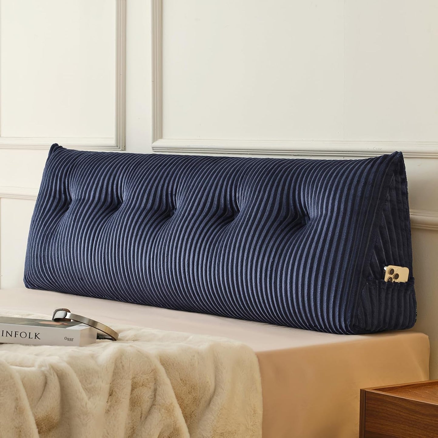 Z-hom Headboard Pillow, Wedge Backrest Cushion, Queen Size,NO Roll Pillow | Grey Triangular Backrest Cushion Equipped,NO Roll Pillow,Ideal for Reading,Sitting Up in Bed&Filling Headboard Gaps