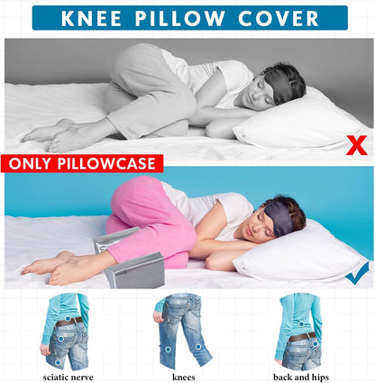 HunnmingRe 2 Pcs Knee Pillowcase for Side Sleepers, Satin Knee Pillow Cover