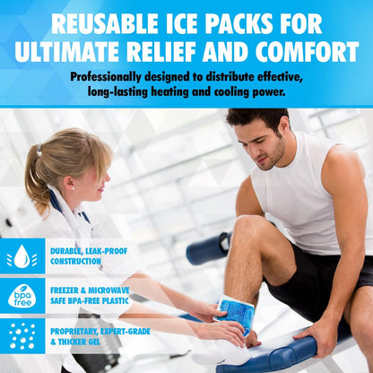 Perfect Remedy Gel Ice Packs for Injuries with Strap Cover, Flexible Hot Cold Compress, Soothing Soft Ice Packs for aid in Injuries Conditions, Alternative to Hot Water Bottles (Blue, Regular)