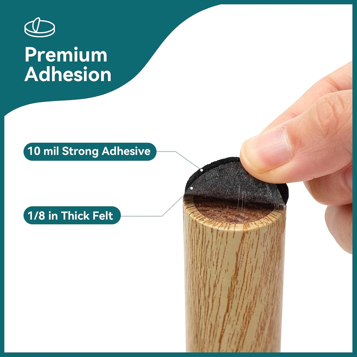 60 Pack Felt Furniture Pads for Hardwood Floors – Self Adhesive Chair Leg Floor Protectors, Round & Square Felt Pads for Furniture Legs, Black