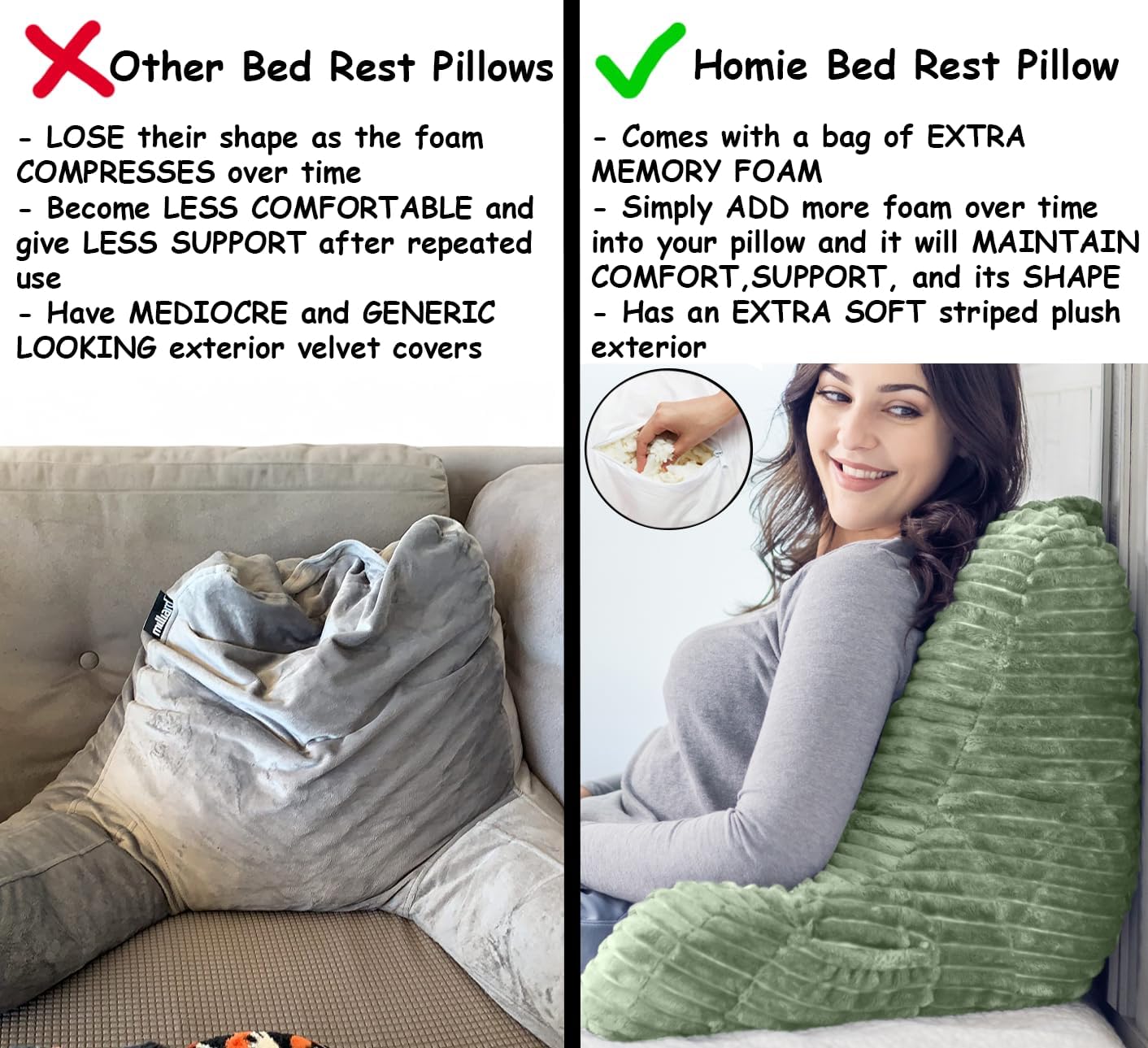 Homie Reading Pillow with Reading Light and Wrist Support, Has Arm Rests, and Back Support for Bed Rest, Lounging, Reading, Working on Laptop, Watching TV (Gray)