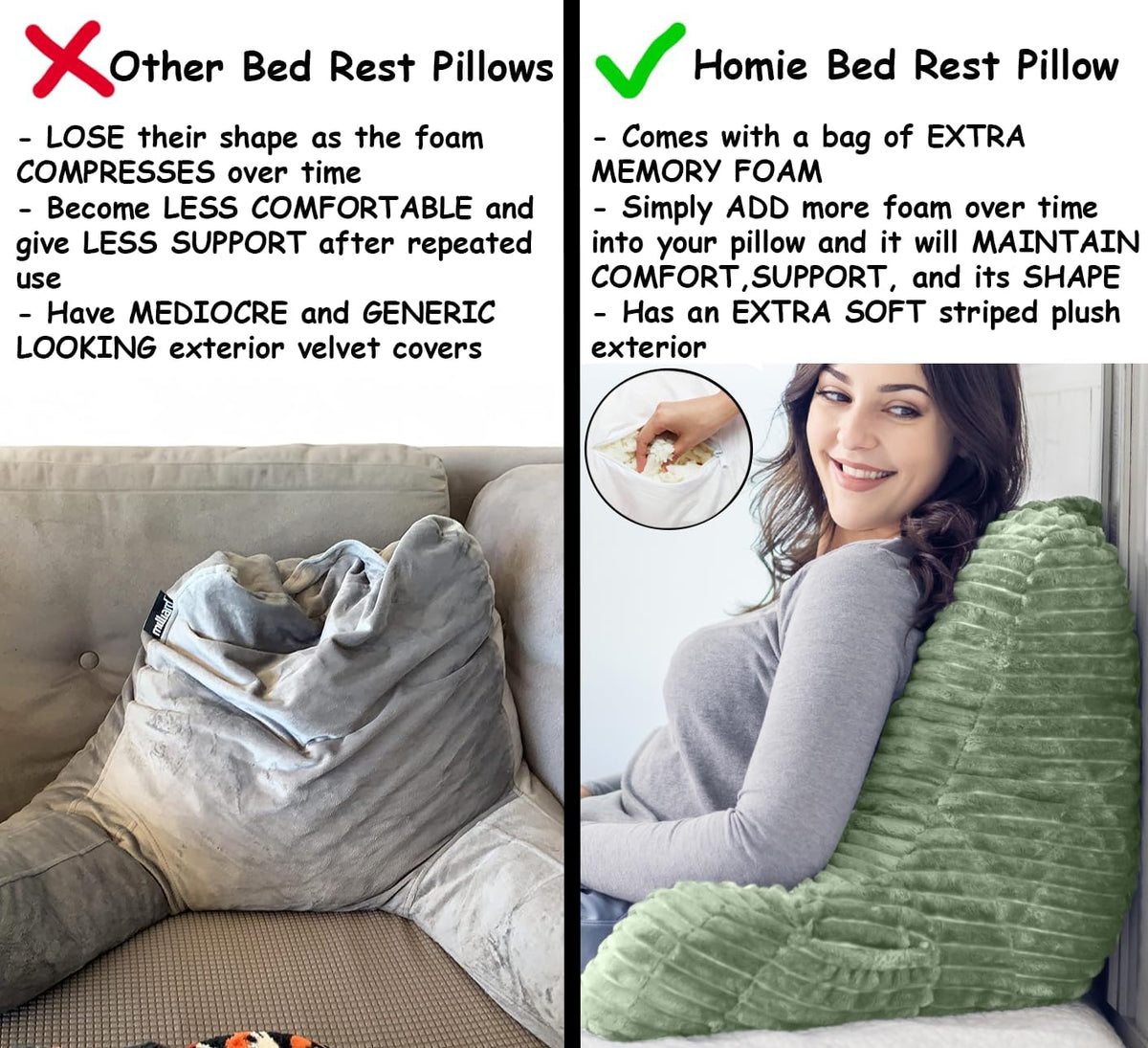 Homie Reading Pillow with Reading Light and Wrist Support, Has Arm Rests, and Back Support for Bed Rest, Lounging, Reading, Working on Laptop, Watching TV (Gray)