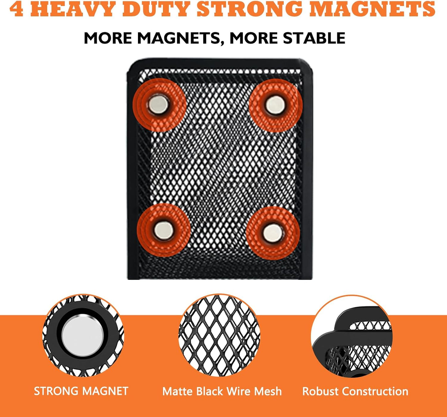 Magnetic Pencil Holder Whiteboard Pen Holder Locker Accessories (2-Slot*1) | Locker Organizer, Desk Organizer, Teacher Supplies, Mesh Basket, Strong Magnets, Black, For Fridge School Office Home