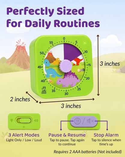 Visual Timer for Kids - The Perfect Kids Timer Visual Aid for Classroom, Home & Desk Use - Great for Study, Productivity, Toddlers Shower & Potty Training Time 60 Minute Countdown Timers (Dinosaur)