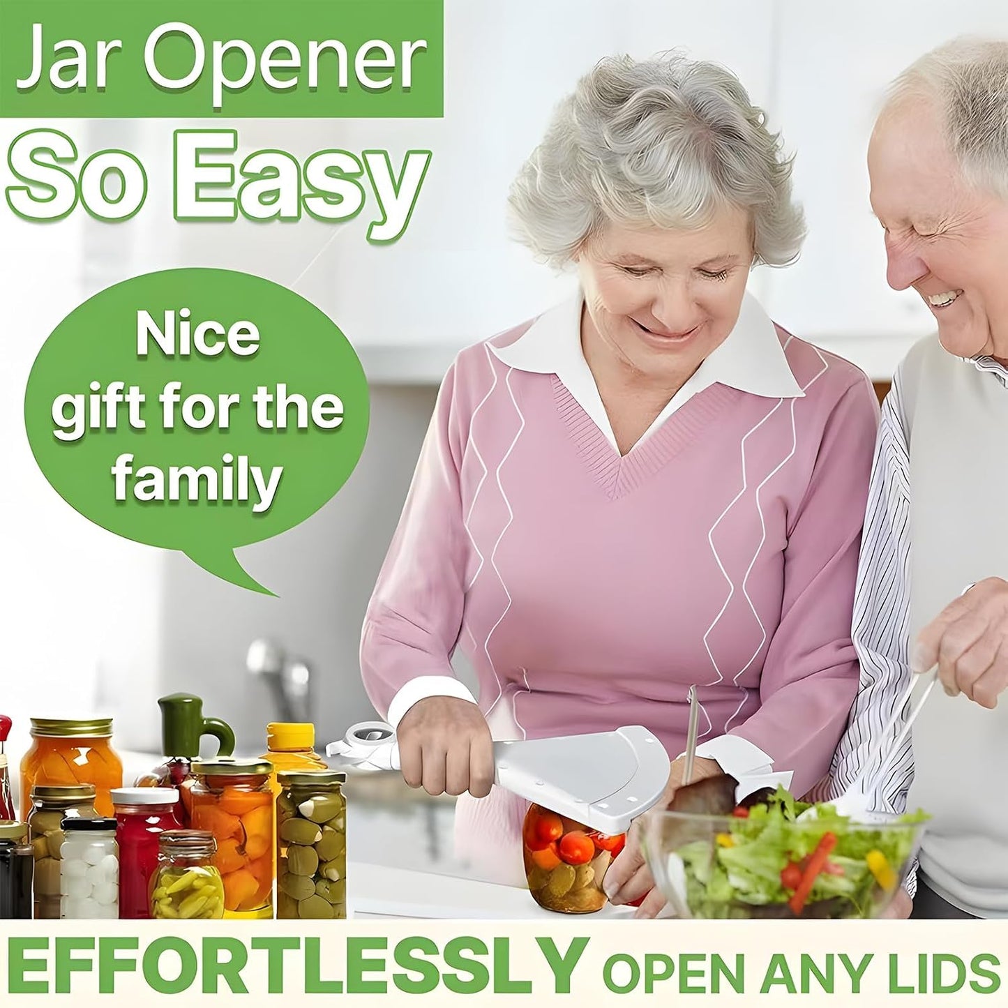 Jar Opener for Weak Hands & Seniors with Arthritis, 2-in-1 Handheld & Under Cabinet Bottle Can Opener, Easy Grip No-Slip Jar Lid Opener for Arthritic Hands