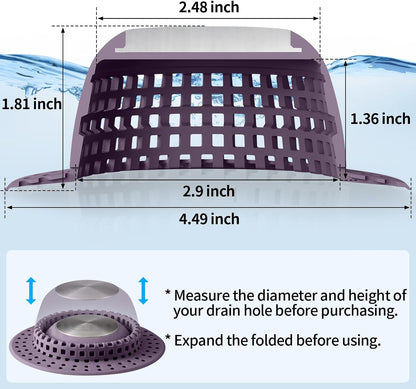 Aluvor Shower Drain Hair Catcher Bathtub Drain Cover Sink Drain Protector | Bathroom Sink & Bathtub Drain Strainer for Pop-Up & Regular Drains, Silver Grey