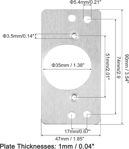 uxcell 4 Pcs 90x47mm / 3.54x1.85 Cabinet Hinges Repair Plate | Stainless Steel Hinge Repair Brackets Hinge Side for Wooden Kitchen Cupboard Furniture Door, Silver