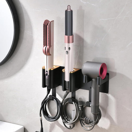 Hair Tool Organizer, Curling Iron Holder, Countertop/Wall Mount | Hair Brush & Spray Organizer, Hot Tools Holder for Vanity Bathroom, Under Sink/Adhesive/Screw Mount, Acrylic, Clear