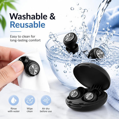 HEKKE 45dB Ear Plugs for Sleeping, Soft Silicone for Side Sleepers, 4 Sizes | Reusable soft silicone with XS/S/M/L sizes for side sleepers, concerts, flights and hotels; carrying case included.