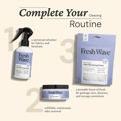 Fresh Wave Original Odor Eliminator Gel 3-Pk 7 oz - Air Freshener for Home | Plant-based essential oils. Lasts 15-30 days per jar. No plug-in needed. Pet-safe, closet and bathroom deoderizer.