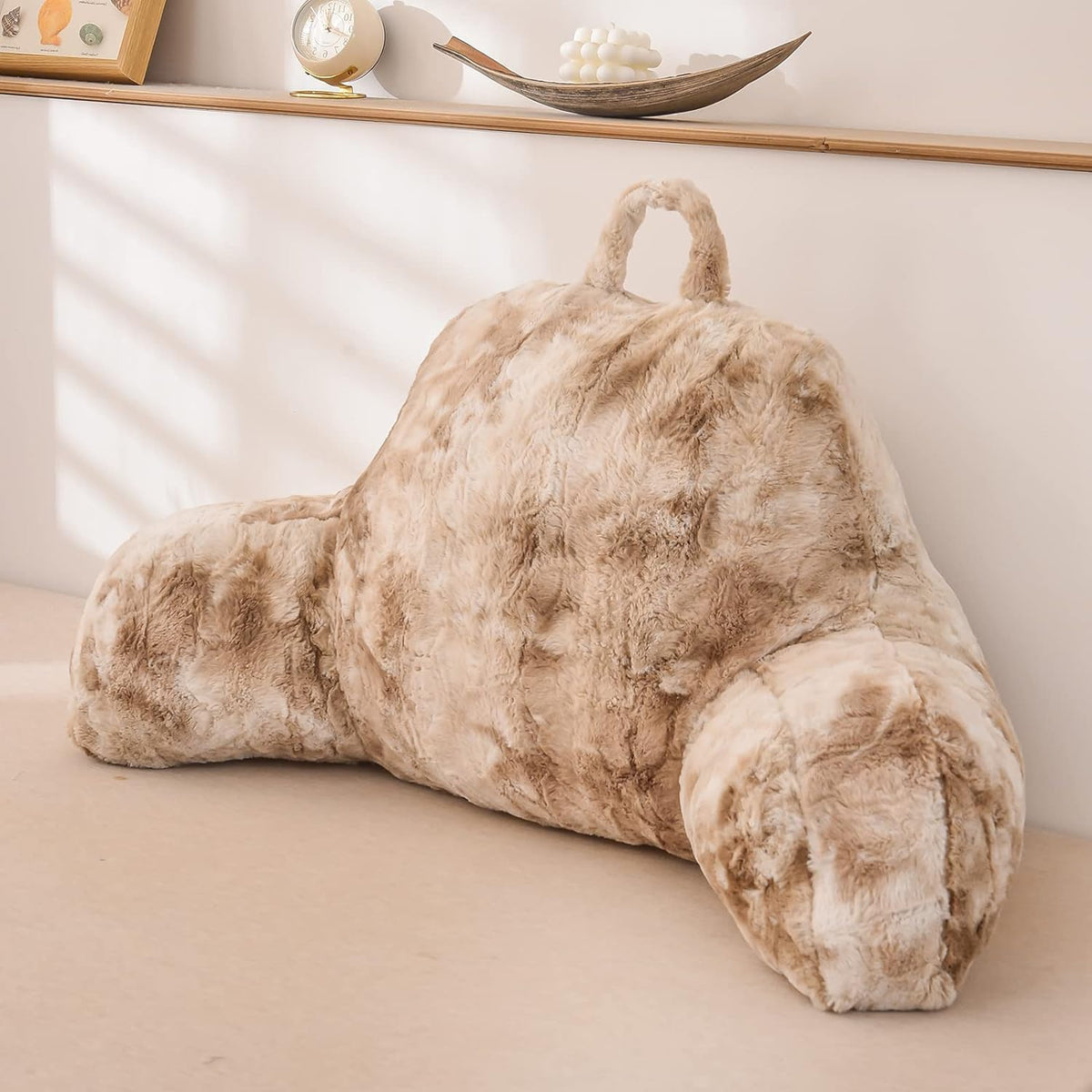 A Nice Night Ivory Reading Pillow, 18.5" Bed Wedge Pillows with Arms
