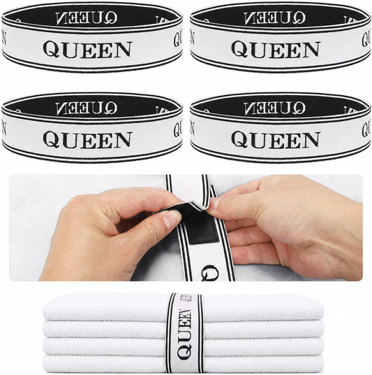 Bed Sheet Organizers and Storage with Hook and Loop Label Bands Queen