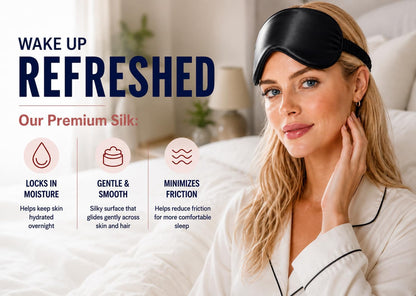 Silk & Chill™ 100% 22 Momme Mulberry Silk Sleep Mask | Oeko-TEX® Certified | 3D Contoured Eye Cover, Black