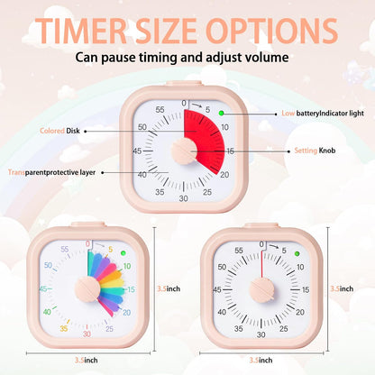 Visual Timer for Kids 60 Minute Countdown Timer Rainbow Disk Desk Timer Clock for Classroom Study Office Kitchen with Silent Operation (Purple)