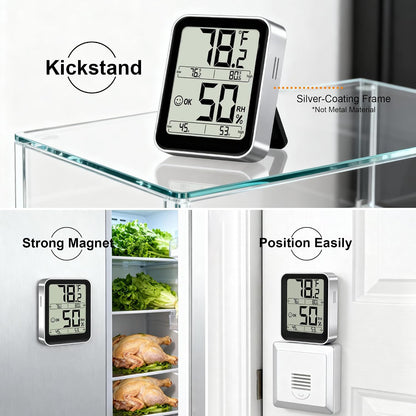Indoor Thermometer Hygrometer, Max Min Records, w/Battery | Real-time comfort indicator, 5s refresh, Easy To View, Magnetic/Stand, °F/°C switch for home, office, nursery, greenhouse