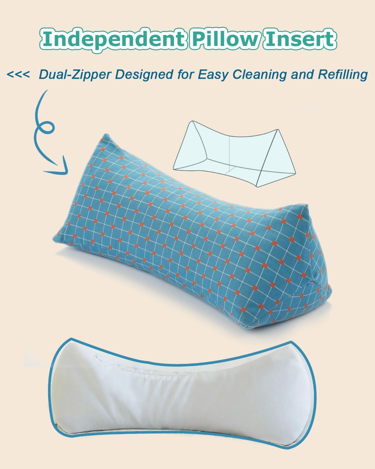 Cervical Buckwheat Neck Roll Pillow for Pain Relief, Firm Neck Support Bolster for Back Sleepers, Washable Cover, Ideal for Office Lunch Break, Blue 15 X 5 Inches