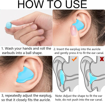 18 Pairs Reusable Silicone Ear Plugs Sleeping Moldable Soft Noise Cancelling Earplugs Sound Blocking Ear Plugs for Swimming, Travel, Snoring, Concerts(Blue, Orange, Rose Red)
