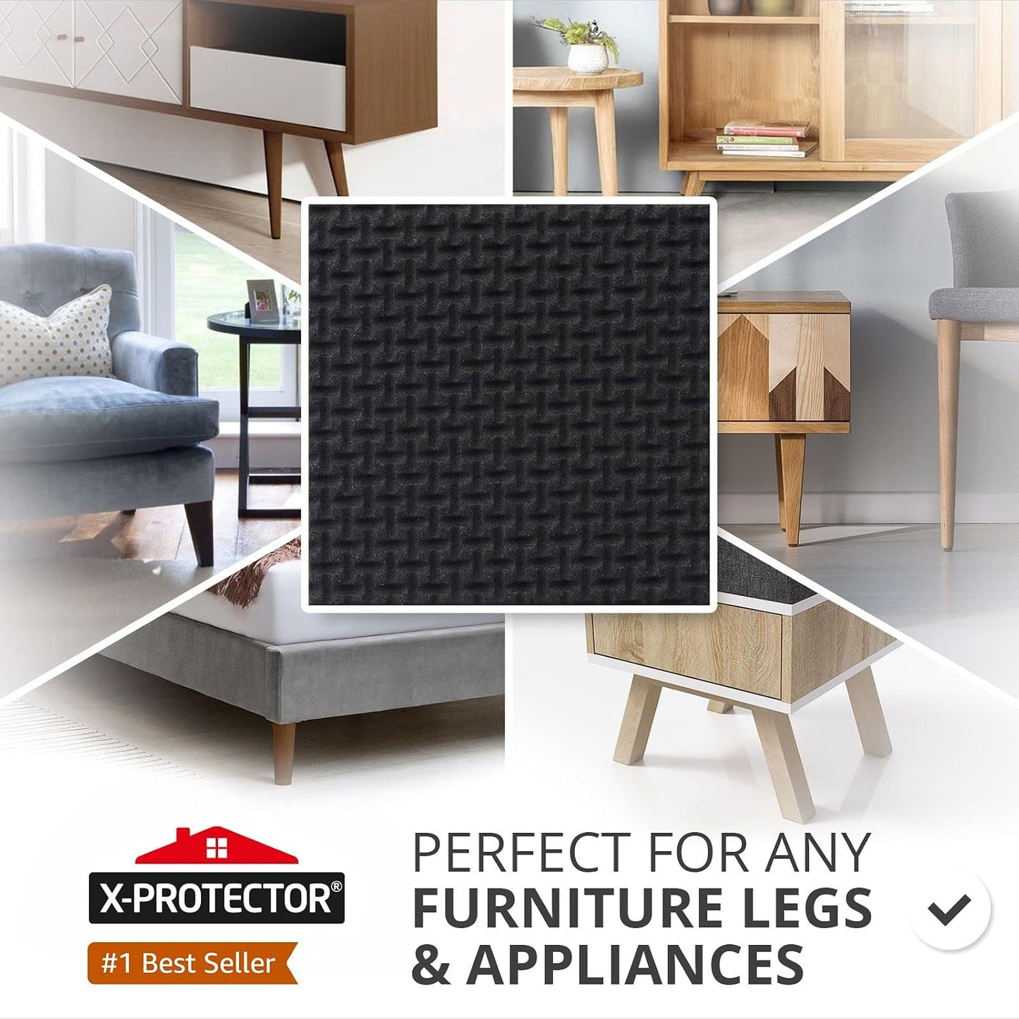 X-PROTECTOR Non Slip Furniture Pads – 24 pcs Premium Furniture Grippers 2"! | Best Self Adhesive Rubber Feet Furniture Feet – Ideal Non Skid Furniture Pad Floor Protectors – Keep Furniture in Place!