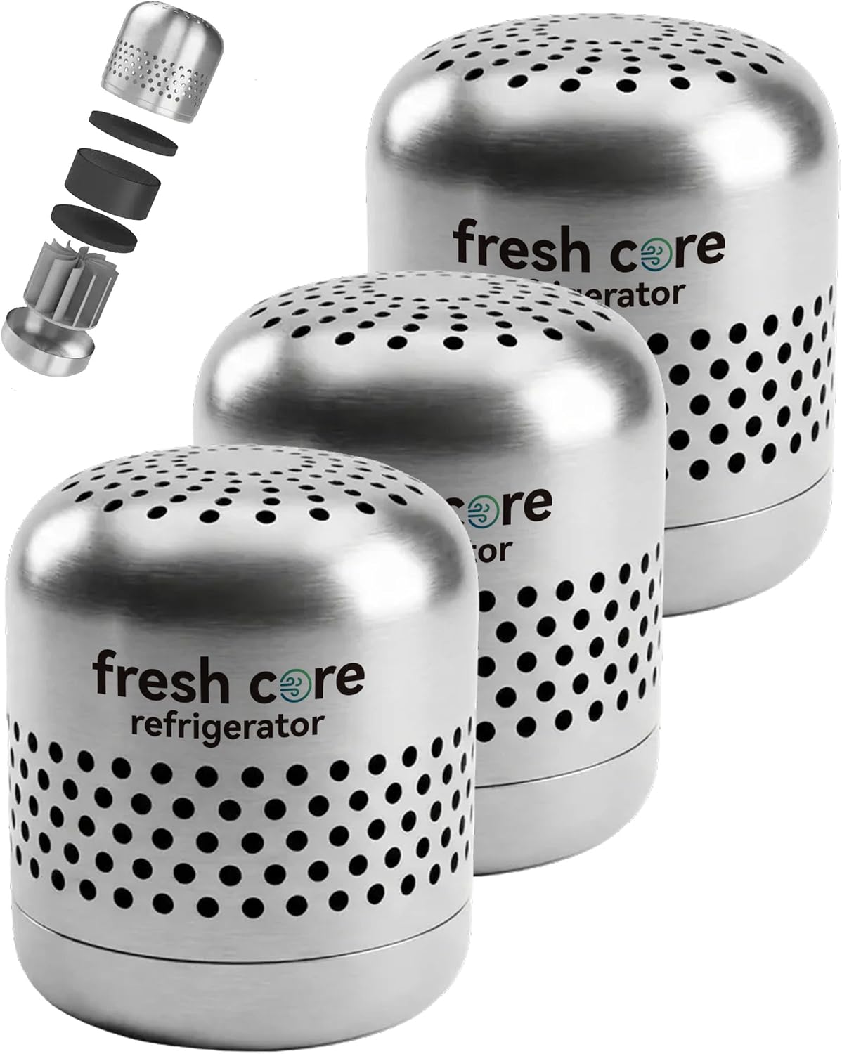 Refrigerator Deodorizer, Nano-Catalytic Stainless Steel Odor Eliminator, Compact Storage Design, Extends Grocery Life, 10-Year Odor Eliminator for Fridge Freezer Car Closet，1Pcs