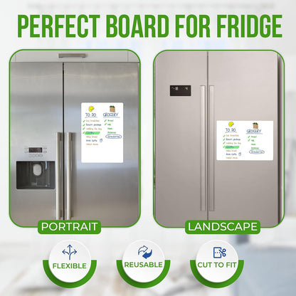Small Magnetic Whiteboard for Fridge 5x7 in - Dry Erase Board for Refrigerator - Small Magnet List for Frig - Magnetics White Board Sheet - Fridge List Magnet - Mini Magnetic Grocery Shoping