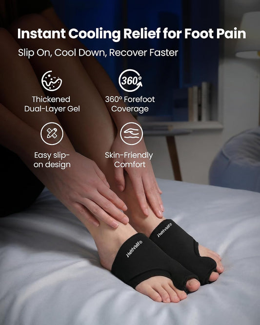 3D Forefoot Ice Pack with Dual-Layer Cooling Gel and Bunion Corrector | Flexible Fit, Enhances Forefoot Cooling, Hot & Cold Therapy, Ball of Foot, Gout Pain Relief, Bunion Hallux Valgus Corrector