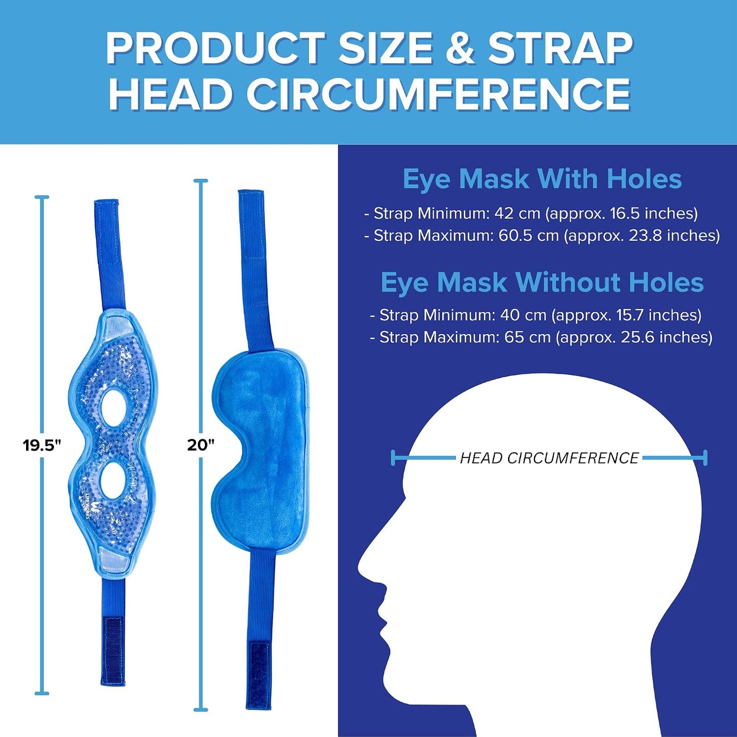 LIFE WORKS Gel Eye Mask with Cutout, Hot or Cold Therapy for Puffy Eyes, Dark Circles, Headaches, and Migraines, Soft Gel Beads and Liquid Filling for Cooling or Warming Comfort