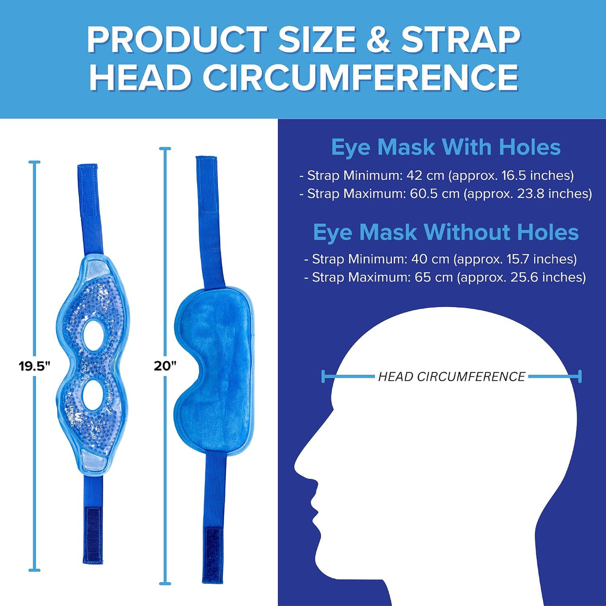 LIFE WORKS Gel Eye Mask with Cutout, Reusable, Hot or Cold, Blue