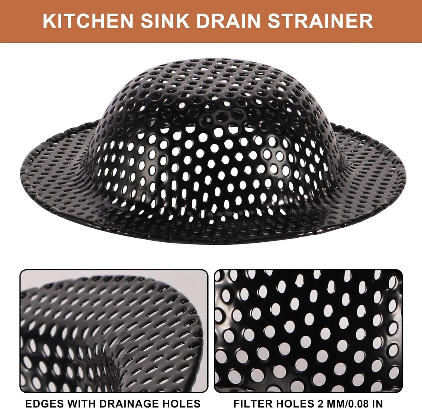2 pcs Heavy Duty Stainless Steel Slop Basket Filter Trap, 2.75" Top / 1" Mesh Metal Sink Strainer,Perfect for Kitchen Sink/Bathroom Bathtub RV Wash Basin Floor Drain Balcony Drain Hole