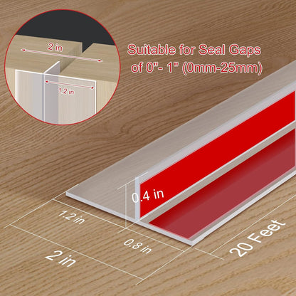 Benory T-Shaped Silicone Door Weather Stripping, Clear, 1.38" W x 20 ft | T-shaped design helps the seal stay in place on door frames while reducing drafts, energy loss, and outside noise