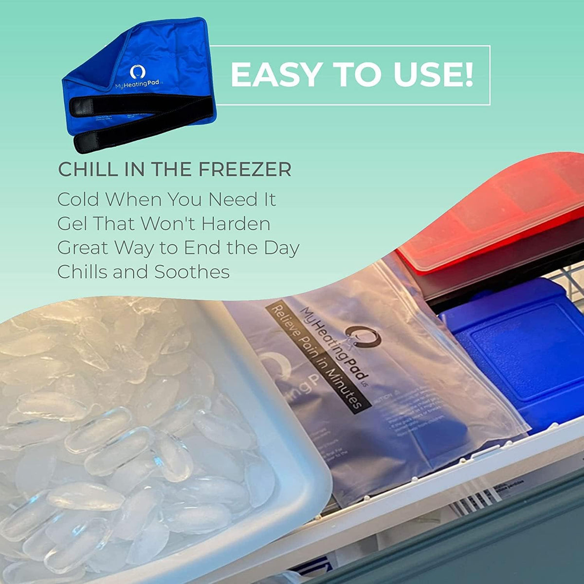 Foot and Ankle Gel Pack - Reusable Gel Ice Pack with Elastic Fastener - Cold Packs for Post-Surgery or Sport Injuries, Flexible Ice Packs - Foot Wrap and Ankle Ice Pack Wrap Compression - 1 Pack Blue