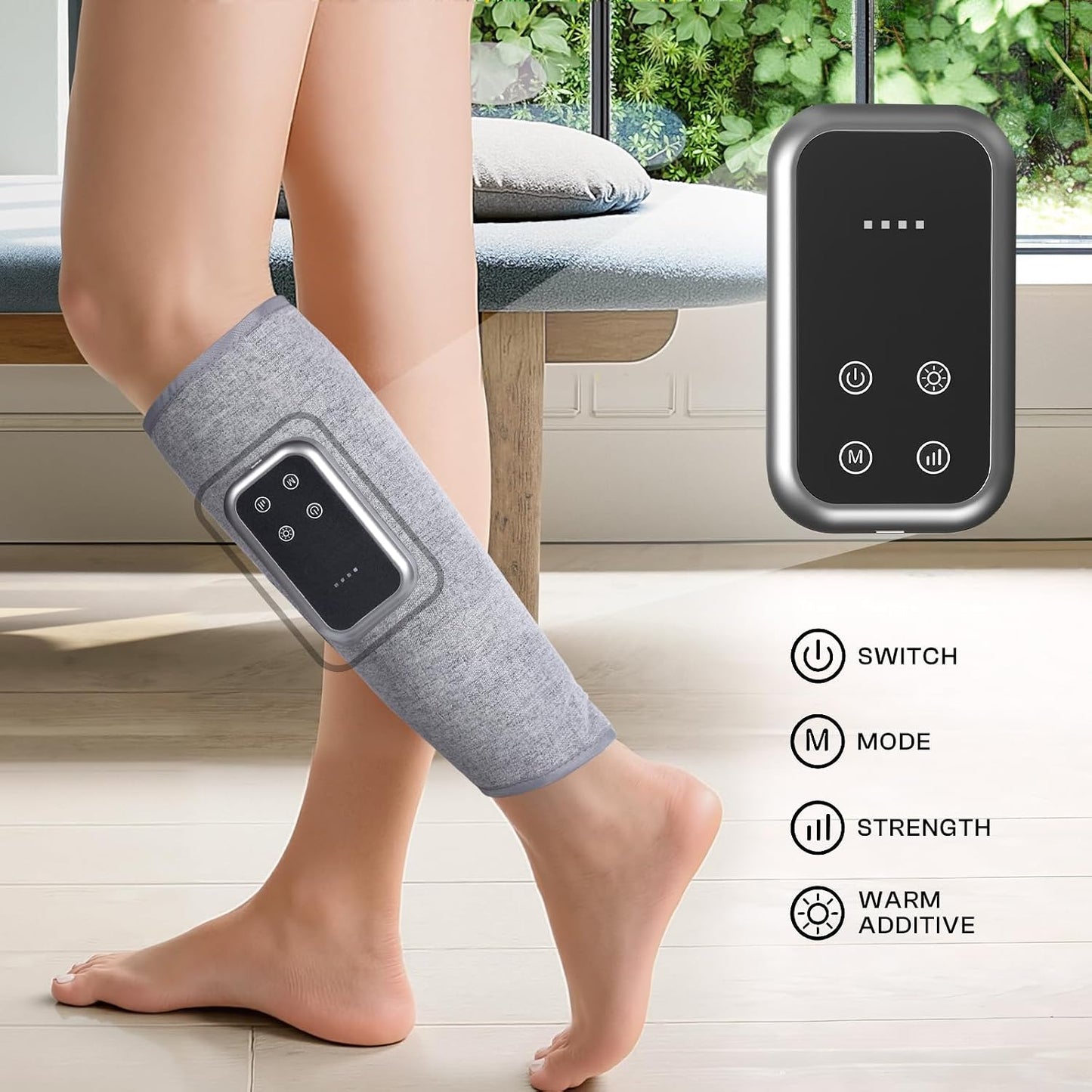 Cordless Leg Massager with Heat and Compression, Rechargeable Leg Compression Massager for Circulation, Muscle Relaxation for Calf, Gifts for Dad Mom Men Women Gym Office Home (1 Piece)