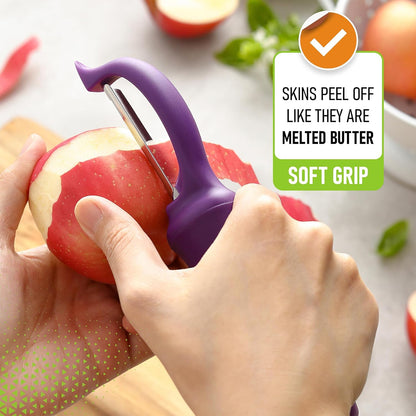 Spring Chef Swivel Potato Peeler for Kitchen w/ Soft Grip Handle, Mango | Premium Vegetable Peeler w/ Sharp Stainless Steel Blades, Multifunctional Food Peeler for Apple, Carrot, Cucumber, Fruit