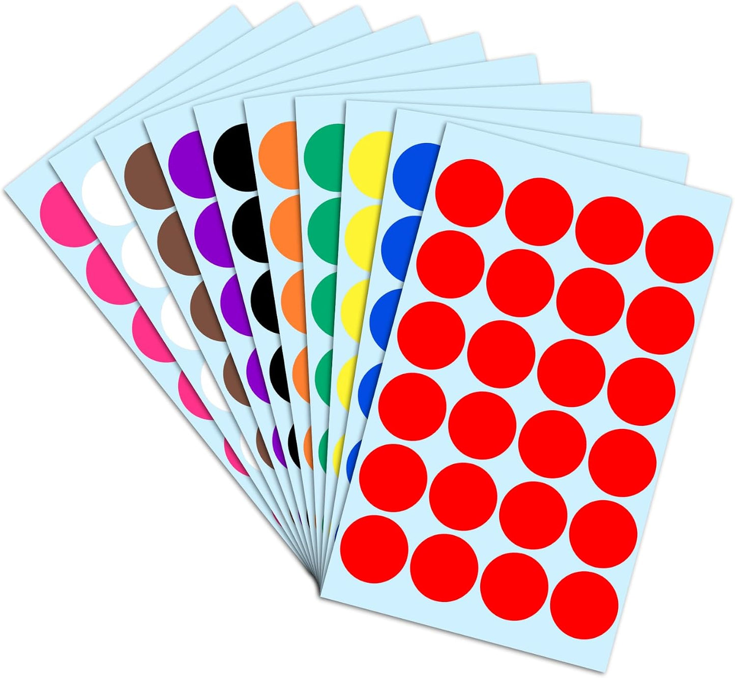 600 Pack, 1" Round Colored Dot Stickers Labels - 6 Colors