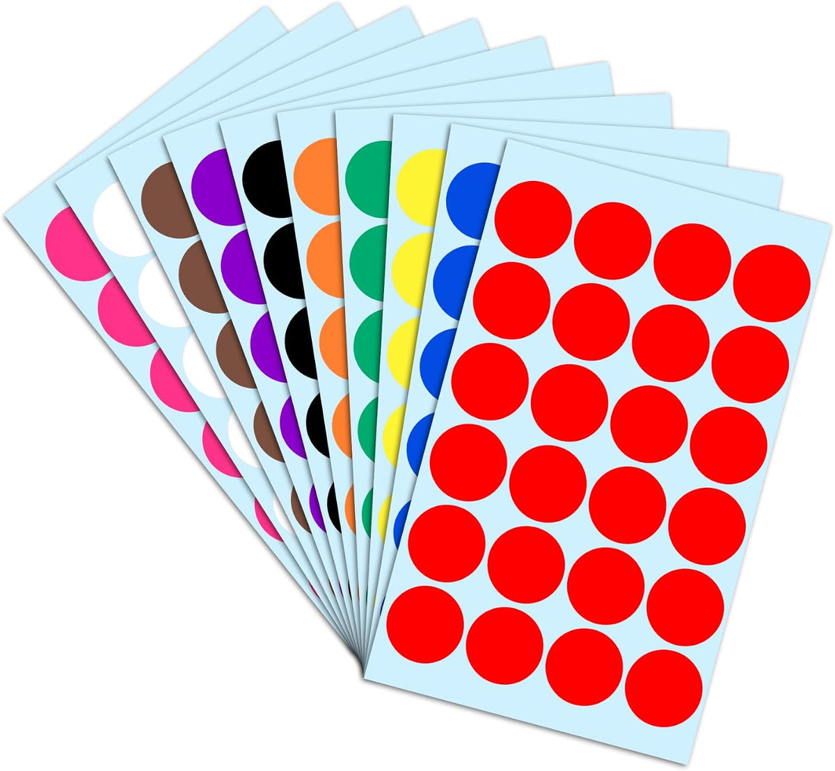 1" Round Colored Dot Stickers Labels - 6 Colors