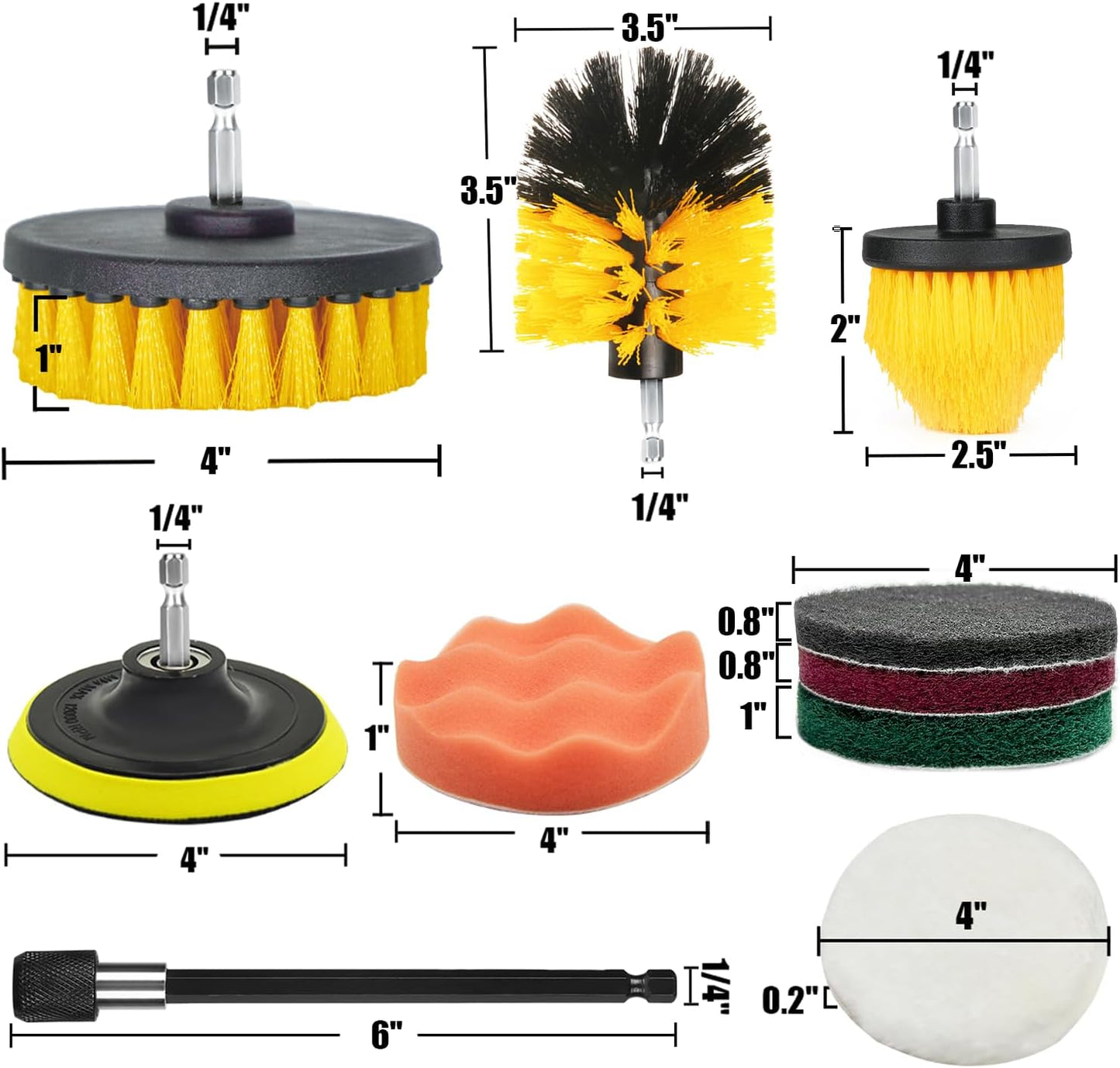 30Pcs Drill Brush Attachment Set,Drill Scrubber Brush Kit Include Scrub Pads, Sponge, Extend Attachment, Drill Cleaning Brush Attachment Set for Bathroom, Tub, Tile, Corner, Floor, Grout, Boat