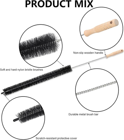 Dryer Vent Cleaning Brush - Lint Removal Cleaner Tool, LongFlexible with Wood Handle (28.7Inches)